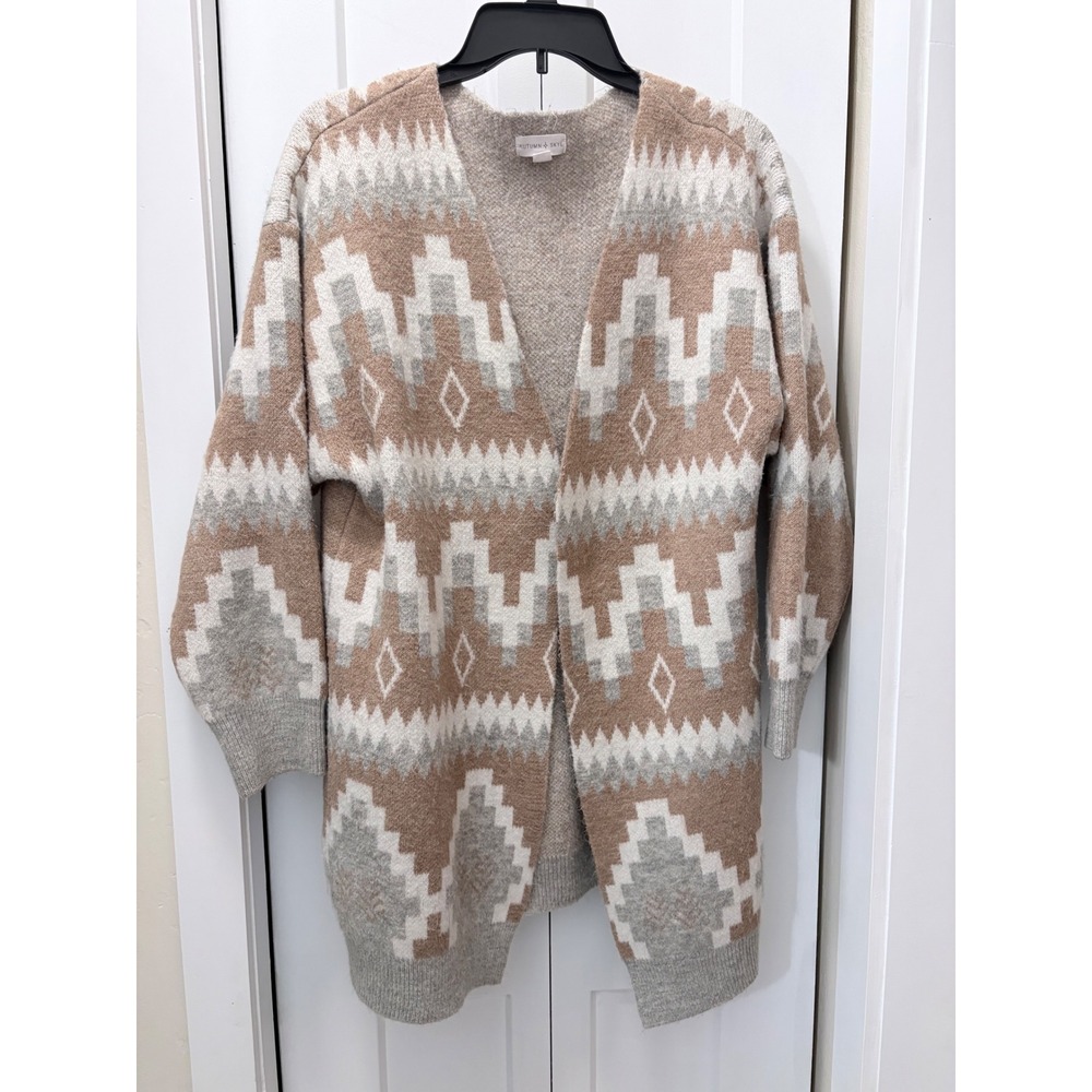Autumn Skye pSouthwestern Cardigan Tan Grey. XL